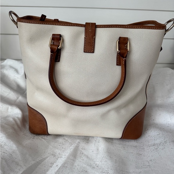 Dooney & Bourke Off White and Brown Leather Shelby Shopper Tote - Picture 5 of 15